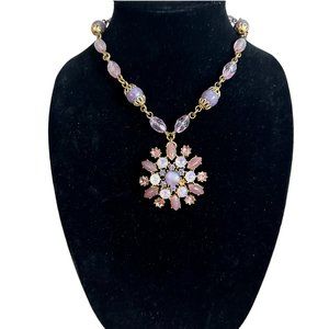 Yosca statement pendant necklace. Shades of purple, pink & lavender. Vintage